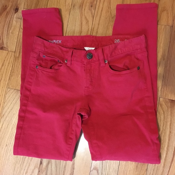 J. Crew Denim - SOLD — J. Crew — Red Toothpick Skinny Jeans Size 26